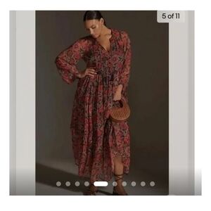 Anthropologie Marias Floral Red Maxi Dress